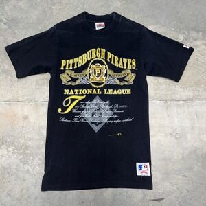 Vintage Pittsburgh PIRATES 1991 Nutmeg Mills embroidered T-Shirt Medium Black